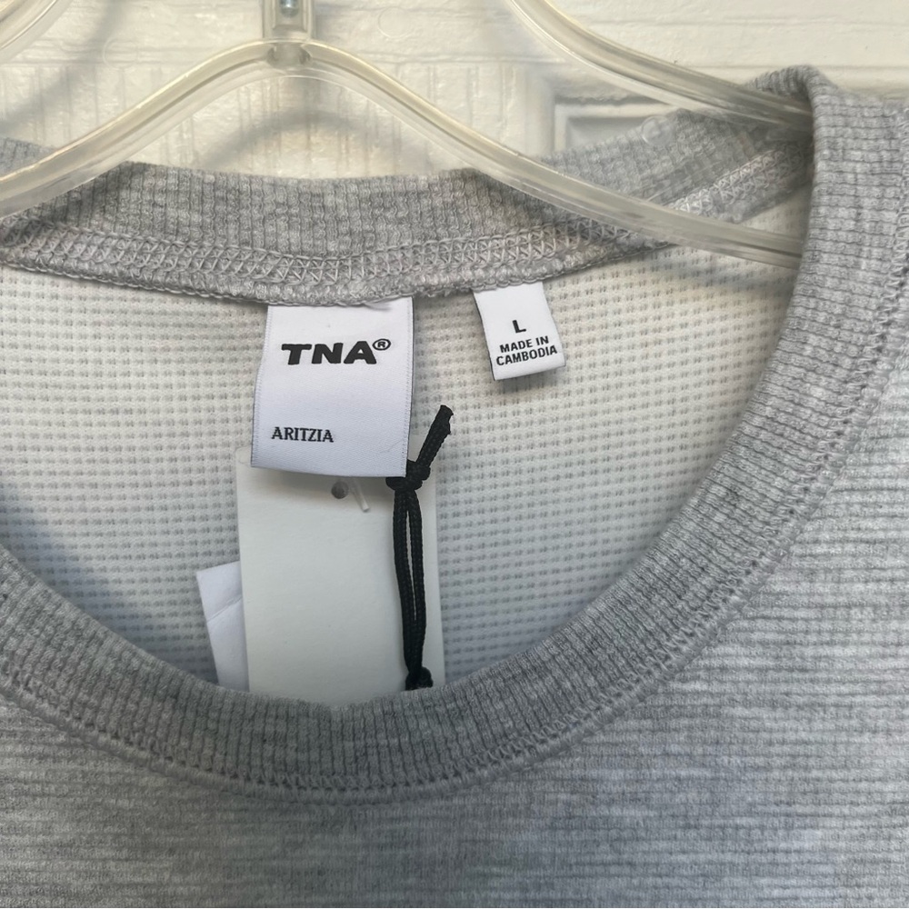 Aritzia Light Gray Long Sleeve Dress Soft-brushed jersey maxi dress size Large - Picture 3 of 8